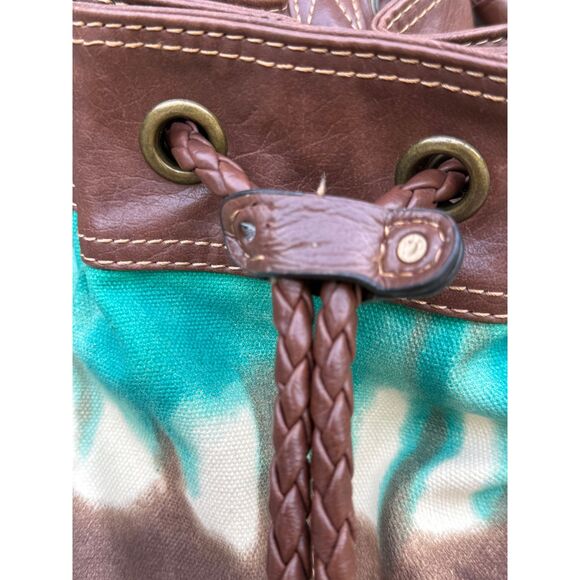 Axcess by Liz Claiborne Tie-Dye Backpack Purse Canvas & Faux Leather Trim - Picture 3 of 6